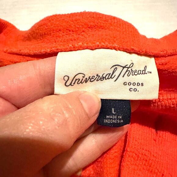 Universal Thread Draped Cropped Coral Orange Button Top Women's L Large - Picture 2 of 8